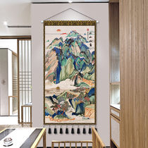 Flowing water raw and rich cloth art hanging painting Chinese landscape scenery hanging cloth background wall China wind entrance into the family Xuanguan Decorative Tapestry