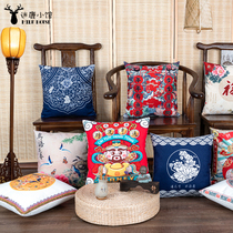 Chinese classical fabric cotton and linen pillow office waist Pillow sofa cushion ins pastoral pillow living room backrest