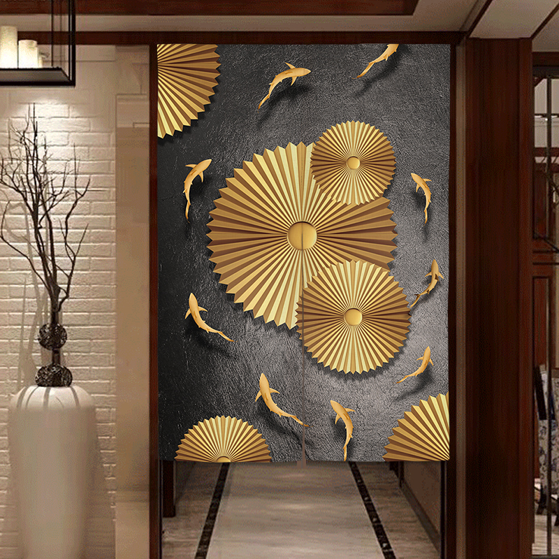 Chinese-Style Door Curtain, Partition Curtain, Hallway Entrance Wind-Blocking Zen-Style Bedroom Bathroom Fabric Hanging Cloth Curtain