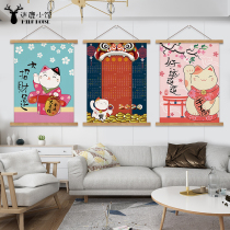 Net red high-end solid wood tapestry ins bedroom hanging painting personality bedside hanging cloth restaurant meter box decoration free hole