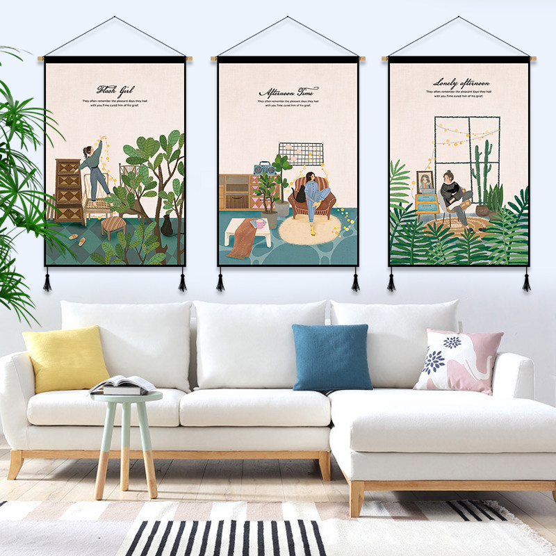 Fresh ins Fabric hanging painting Bedroom dining room decorative painting Girl heart dormitory tapestry Bed head hanging cloth wall painting Tapestry