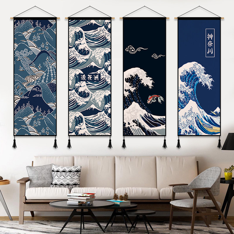 Japanese living room decoration tapestry ins background wall hanging cloth background cloth Meter box blocking cloth Cotton linen art hanging painting