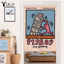 American graffiti cloth art door curtain home kitchen anti-smoke partition curtain bedroom toilet free from punching and hanging curtain cloth curtain