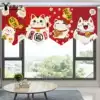 Japanese lucky cat fabric partition curtain Triangle hanging flag Kitchen bedroom decoration curtain Half curtain Sushi restaurant hanging curtain