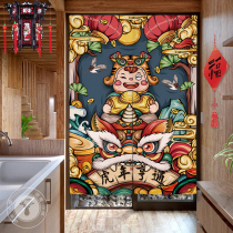 2022 Tiger Year Decorative Door Curtain Country Tide Cloth Art Hanging Curtain Bedroom Kitchen Shelter Curtain Toilet Wind water curtain free of punch