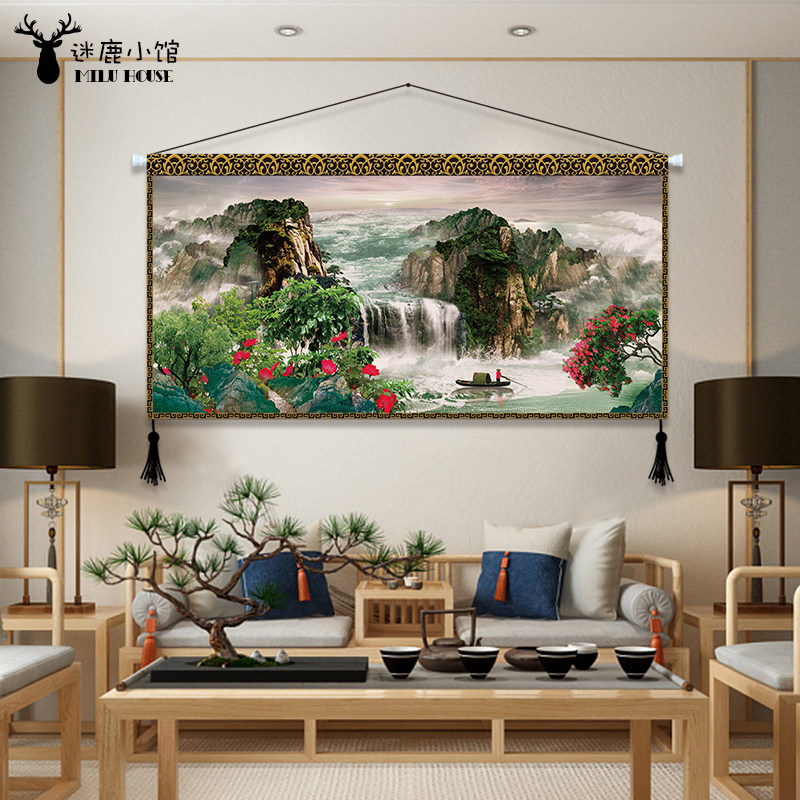 Modern Chinese living room sofa Background wall Decorative Hanging Painting Middle headboard background wall hanging blanket in place of cross stitch