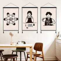 Black and White simple fabric hanging painting living room dining room decoration painting background wall hanging cloth dormitory wall cloth ins Wind tapestry