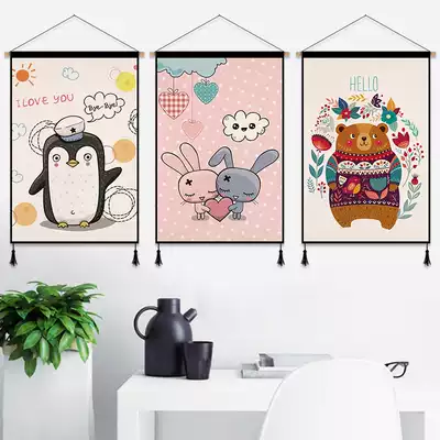 Cartoon children's bedroom decoration painting tapestry ins background wall hanging cloth meter box cloth cotton linen art hanging painting