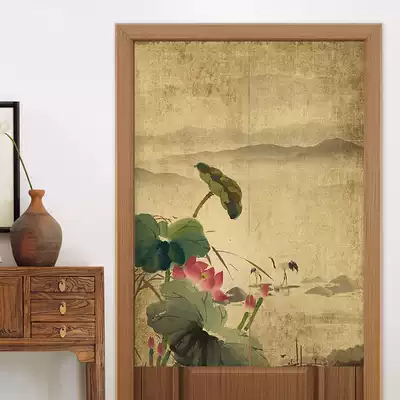 Chinese style curtain Chinese style retro Zen curtain living room porch partition window non-perforated bedroom toilet curtain