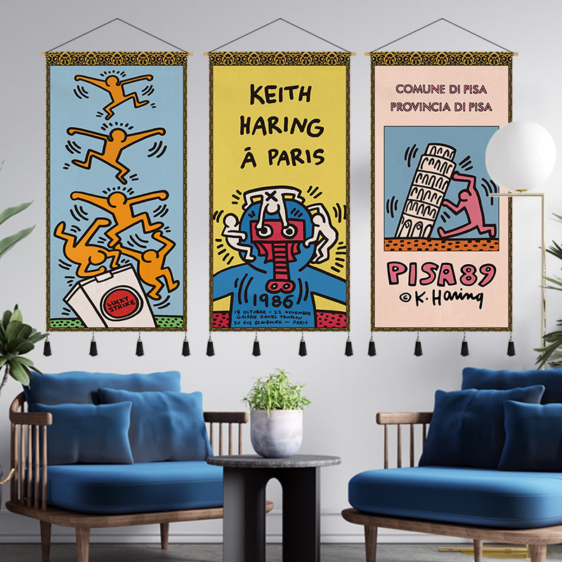 Creative graffiti Grand number entry into the house Hangguan Hung Painting Dining Hall Cloth Art Tapestry Corridor Aisle Decoration Painting Wall Painting Vertical