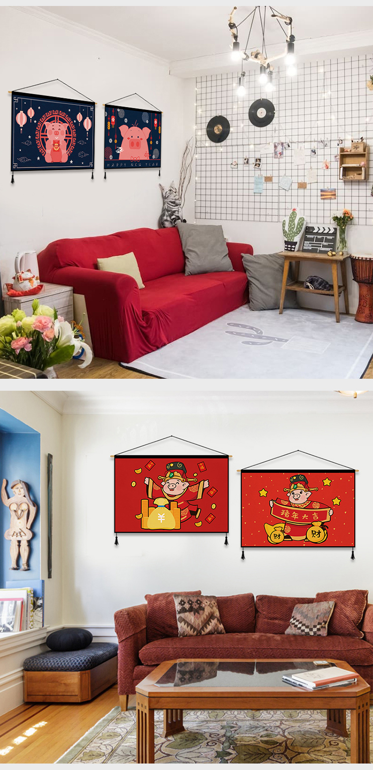 2019 Năm Đinh Hợi bức tranh vải sảnh phòng khách hộp sơn mét trang trí chặn các bức tranh sơn cửa phòng ngủ thảm - Tapestry thảm hoa treo tường