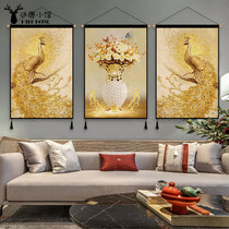 Modern Chinese light luxury tapestry living room decorative painting fabric frameless painting background wall hanging painting cloth nail-free triplet