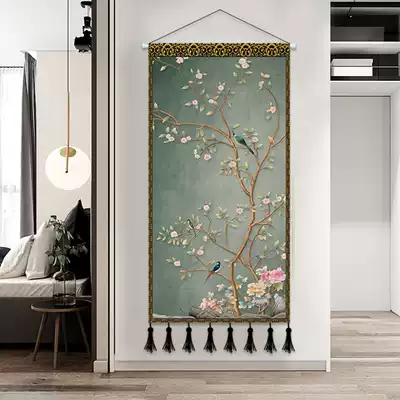 New Chinese style wind and water to make money large living room porch decoration hanging painting study tapestry Chinese background wall hanging cloth