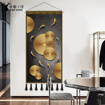 Jiuyu Tucai cloth art hanging painting Chinese entrance decoration tapestry corridor living room light luxury background wall hanging cloth