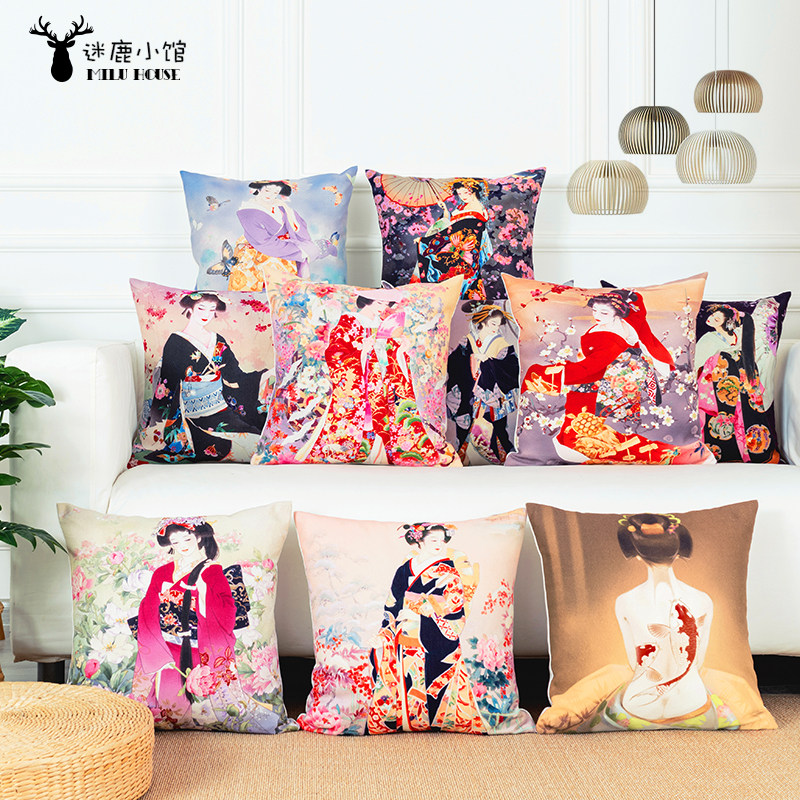 Day-style ladies' painting pillows sofa hugging living-room leaning against ram headboard backrest ins Nordic cushions for waist-to-bag