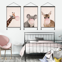 Fresh cartoon fabric hanging painting meter box cover cloth sofa background wall decoration painting wall cloth bedside tapestry