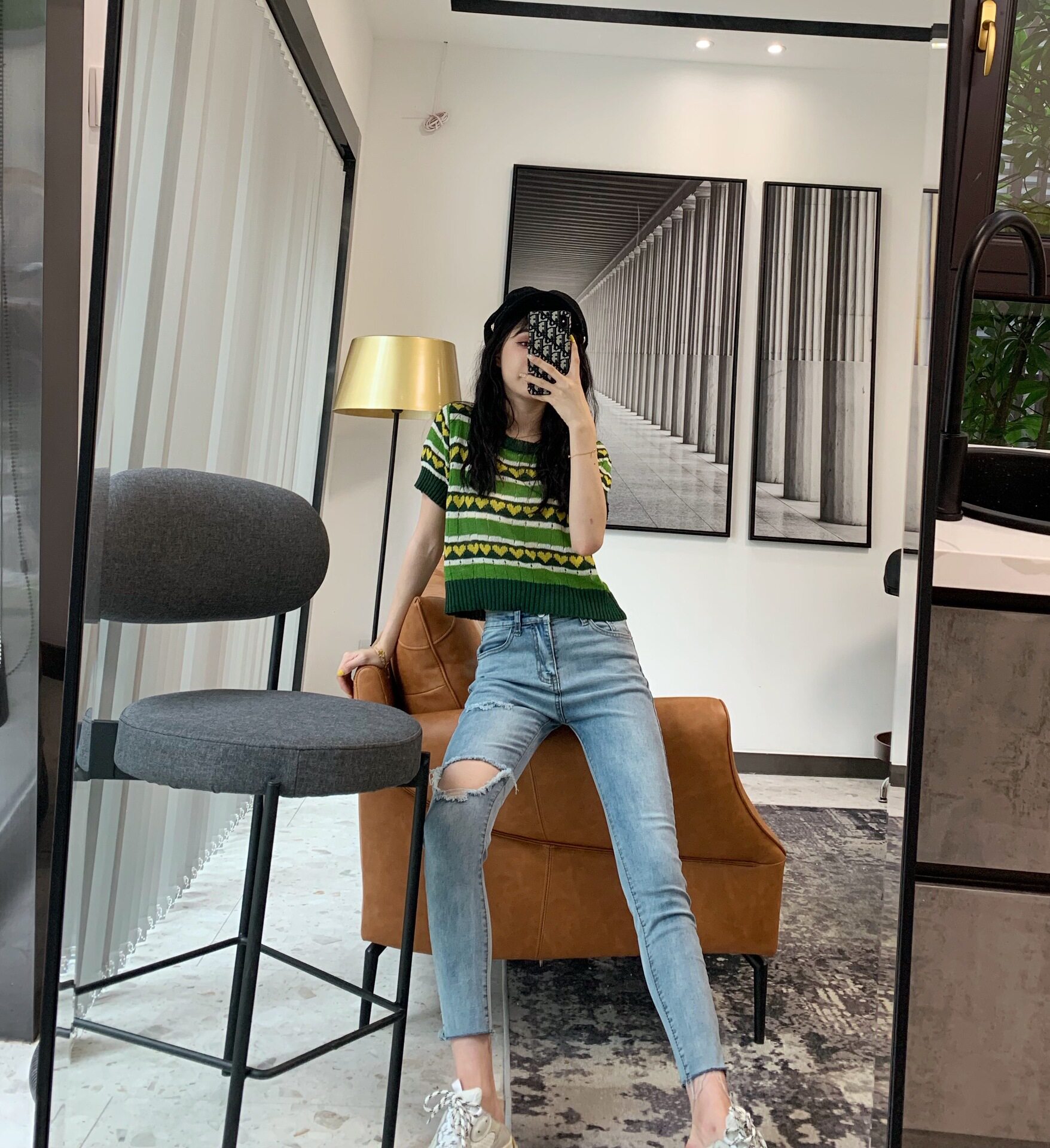 chic trendy slimming ripped jeans for women 2021 Spring and Autumn, Hyuna style 9-inch pants from Dongdaemun, South Korea pic 13