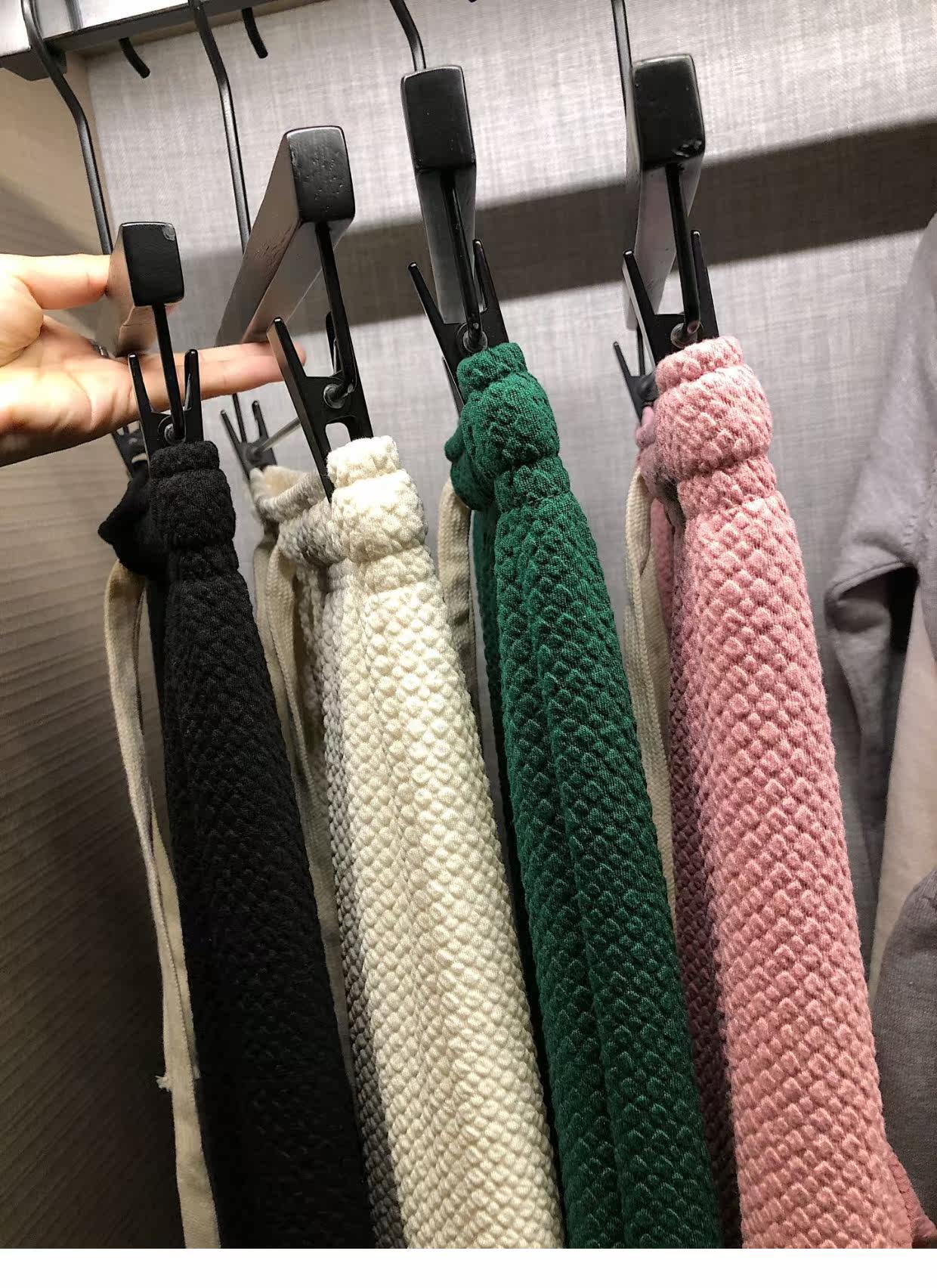 泡泡纱抽绳阔腿长裤2022春装新款直筒宽松高腰垂感显瘦长裤详情32