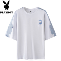 Flowers Playboy Summer Tide Card Men T-Shirt 2021 New Teenagers Loose Alphabet Embroidered 100 Lap Half Sleeve Blouse