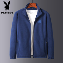 Flowers Playboy 2021 Spring Autumn Season Mens Cardio-jersey Grip Suede Elder Rocking Grain Suede Collar Jacket Dad Dress