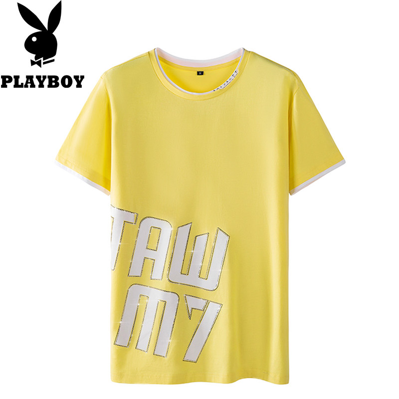 donsmoke Playboy 2021 spring and summer new short-sleeved T-shirt trend hot drilling loose casual national tide all-match