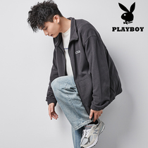 Flower Playboy shake grain suede Mens spring autumn season Korean version Trend standout Loose Casual Jacket Teen Warm Jacket
