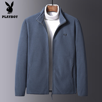 Flower Playboy jacket Mens rocking grain suede Fleece Clothes Outdoor Spring Autumn Thin middle aged daddy Dress Jacket Casual