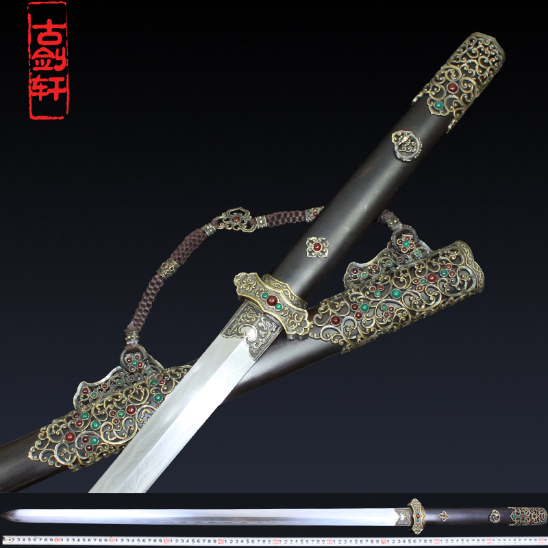 Ancient sword Xuan-pure handmade black sandalwood Tangsword craft gift pendulum decorated with sword knife soldier's upscale handmade knife sword unopened