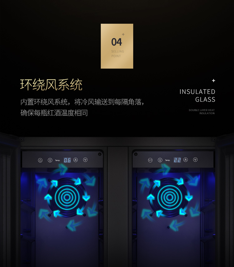 tủ để rượu vang Máy nén Zunbao BJ-66 nhiệt độ không đổi và độ ẩm nhiệt độ gấp đôi nhiệt độ hai cánh cửa tủ rượu - Tủ rượu vang tủ rượu góc tường đẹp