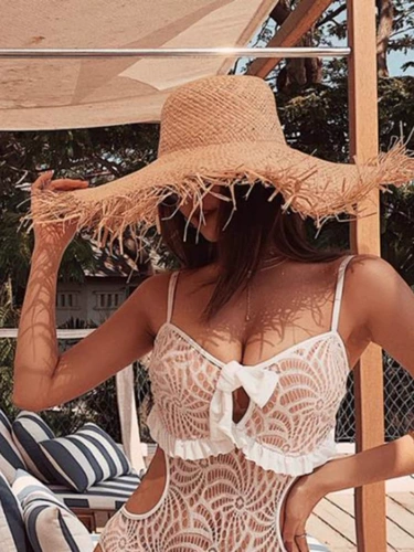 Большая пляжная складная соломенная шапка, защита от солнца, популярно в интернете