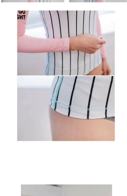 2018 Hàn Quốc mới mùa xuân nóng bỏng áo tắm dài tay sọc sọc phù hợp với wetsuit nữ áo tắm Bikini
