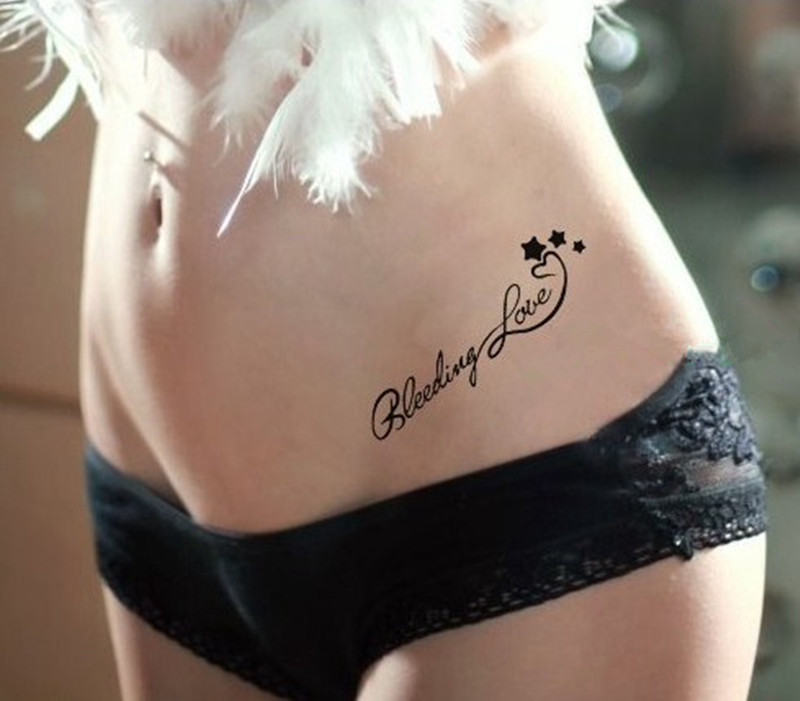 European and American English Letters Waterproof Tattoo Sticker Female Lasting Emulation Little Fresh Ankle Collarbone Navel Tattoo Sticker