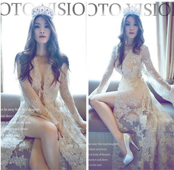 European and American sexy queen long lace embroidered beach skirt bikini blouse swimsuit shawl sunscreen women