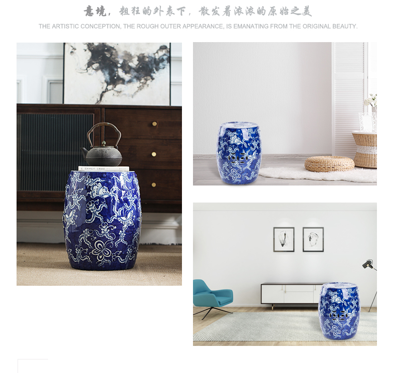 Drum who ceramic hand - made of blue and white porcelain in the Ming and the qing dynasties shoes who Drum who toilet who the new Chinese style of the ancients pier pier