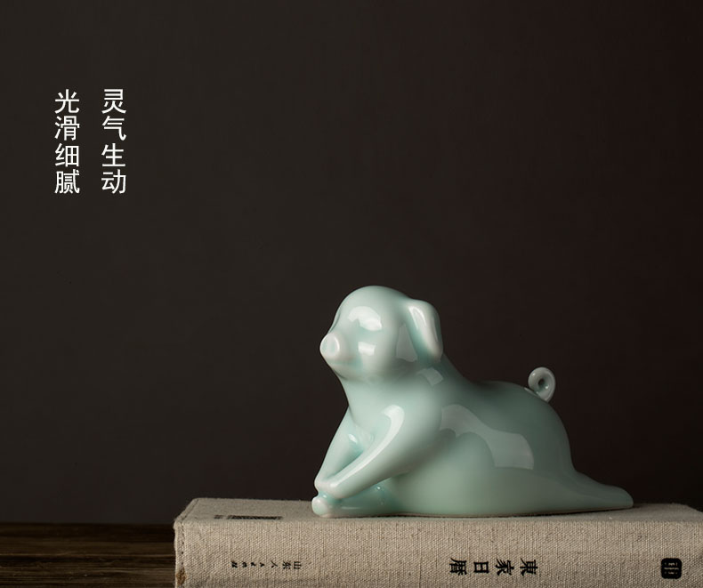 Soft outfit furniture green glaze ceramic creative modern decorative home outfit pig pig ceramic furnishing articles furnishing articles yoga