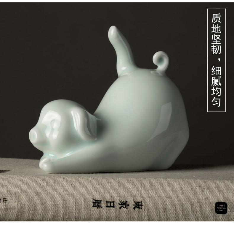 Soft outfit furniture green glaze ceramic creative modern decorative home outfit pig pig ceramic furnishing articles furnishing articles yoga