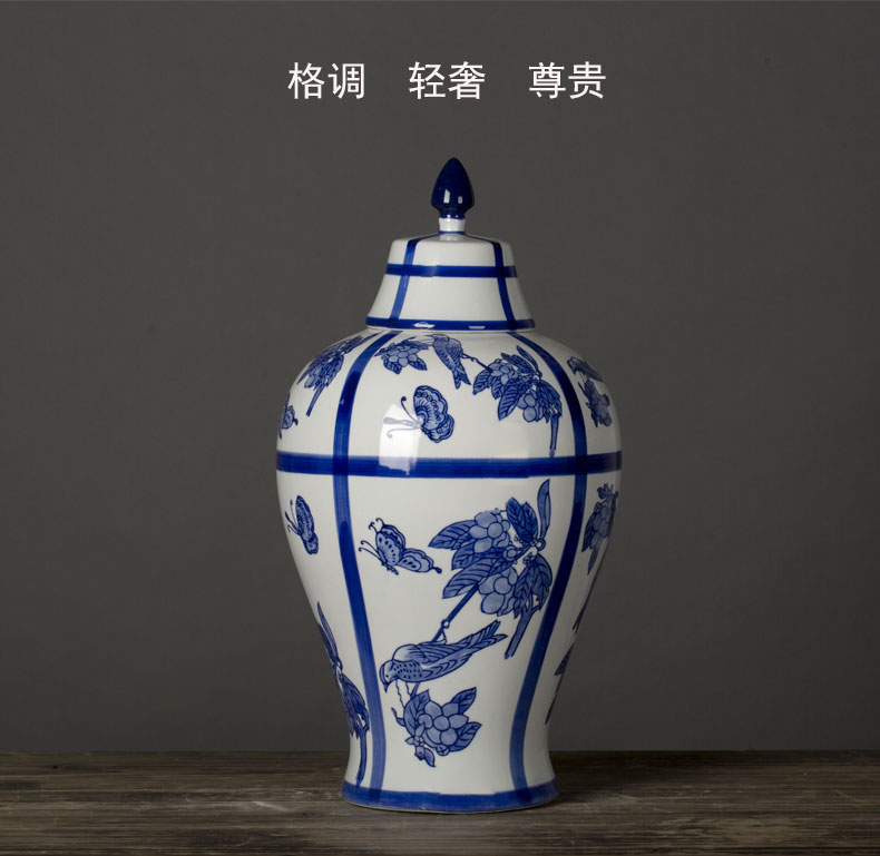 The rain tong household general | pot - bellied of blue and white porcelain jar jar marriage home furnishing articles ornaments of jingdezhen ceramic decoration blue and white