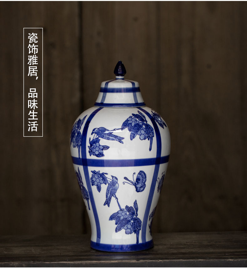 The rain tong household general | pot - bellied of blue and white porcelain jar jar marriage home furnishing articles ornaments of jingdezhen ceramic decoration blue and white