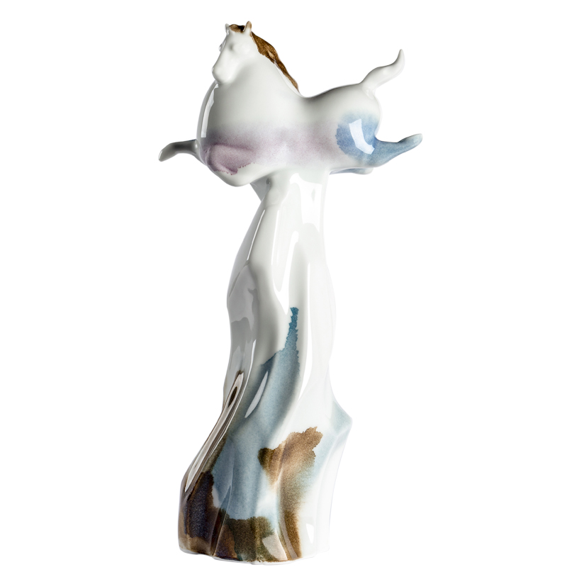 Jingdezhen ceramic horse furnishing articles colorful ink household decorates sitting room porch swing desktop