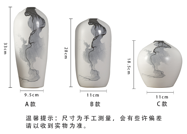 Jingdezhen ceramic vase three - piece simulation flower, flower art creative contracted sitting room of new Chinese style with modern furnishing articles