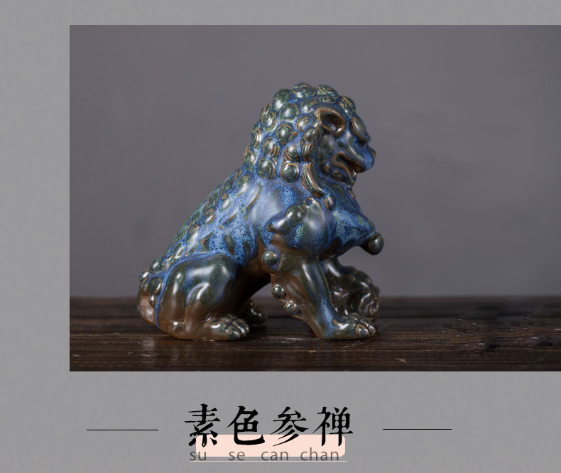 Jingdezhen ceramic furnishing articles stone lions, a pair of guard home interior decoration ceramic lion stone carving furnishing articles