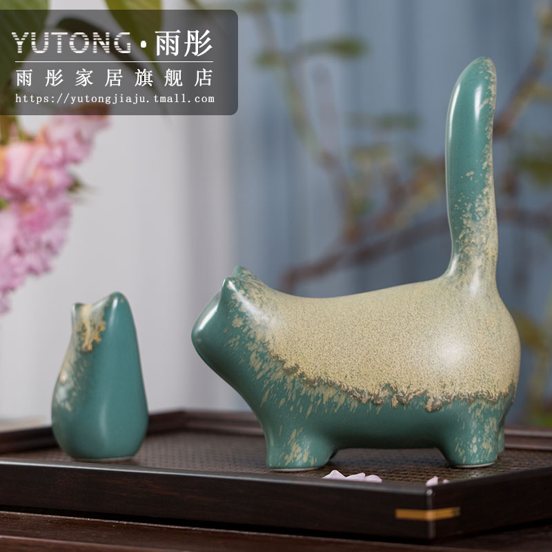 Ceramic cat catch mice jewelry clever cat decorative furnishing articles sitting room decoration ceramics wedding gift