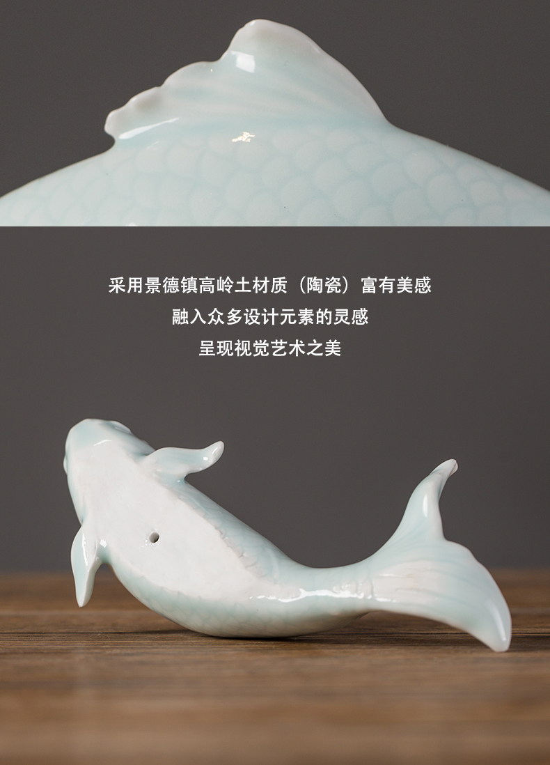 Jingdezhen ceramic fish modern decoration furnishing articles furnishing articles ceramic wall hanging three - dimensional fish home furnishing articles every year