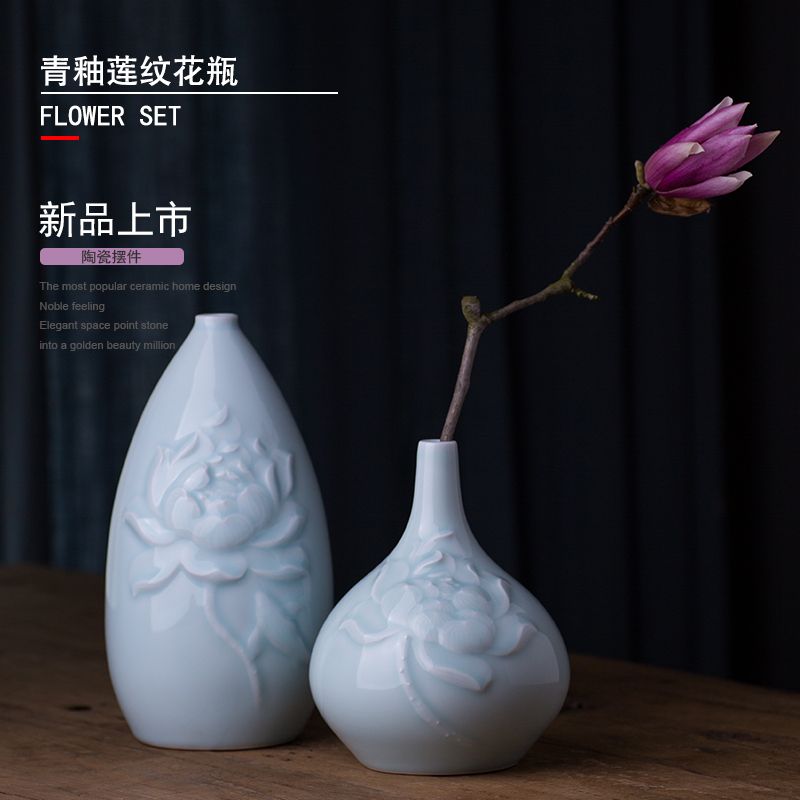 Buddha lotus home sitting room ceramic vase furnishing articles table mesa small pure and fresh flower arranging creative contracted decorate flowers