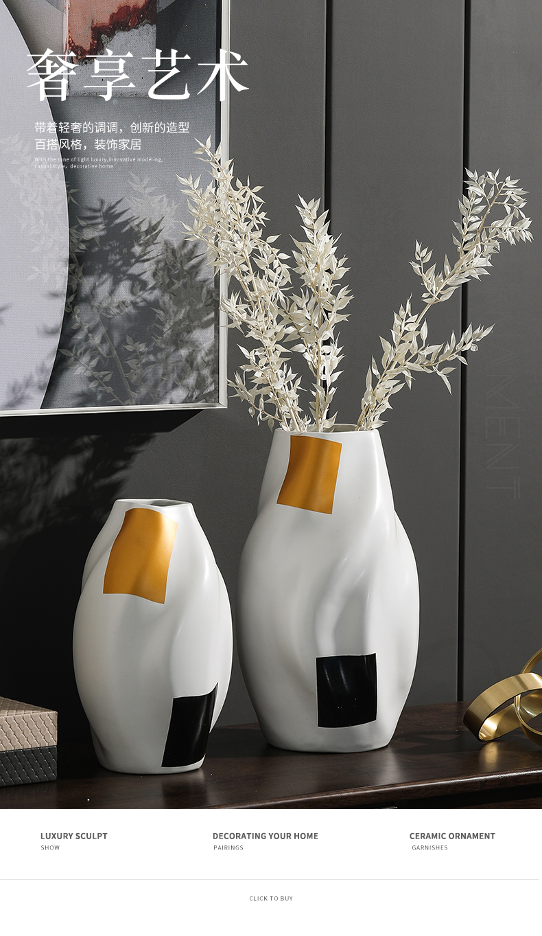 Minimalism rain tong household ceramics semi circular line vase, soft outfit interior furnishing articles