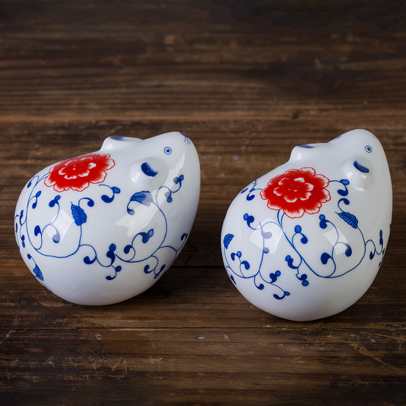 Jingdezhen blue and white porcelain enamel furnishing articles 12 zodiac rat ox tiger rabbit snake horses sheep monkey chicken dogs "crafts