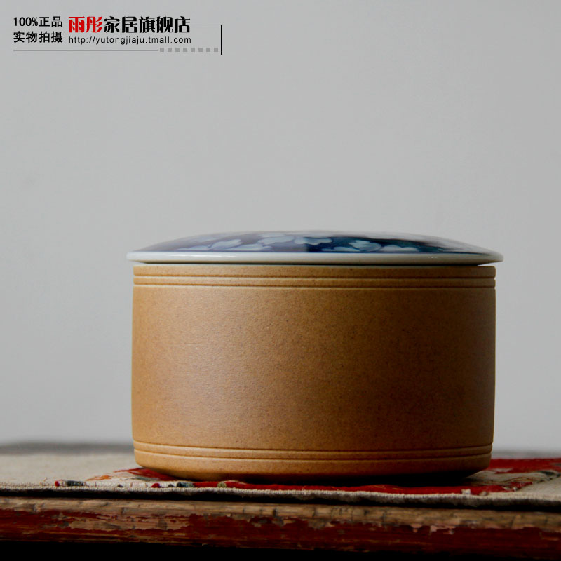 Rain tong home | jingdezhen ceramics creative household porcelain tea pot loose tea caddy fixings and pure and fresh style