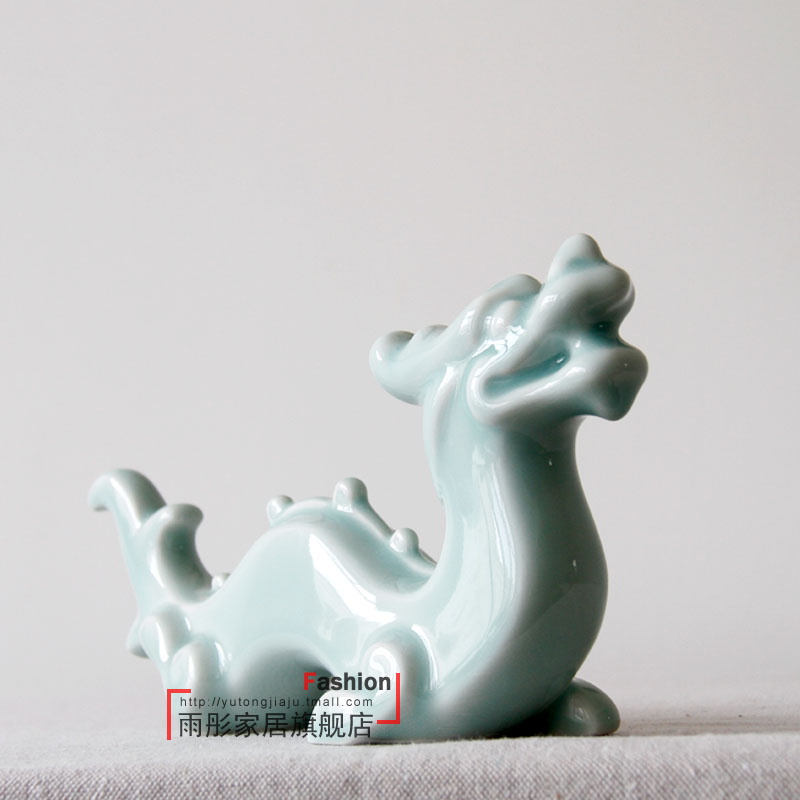 Ceramic shadow cyan dragon furnishing articles study the desktop bijia paperweight pressure by hand made the sitting room porch decoration
