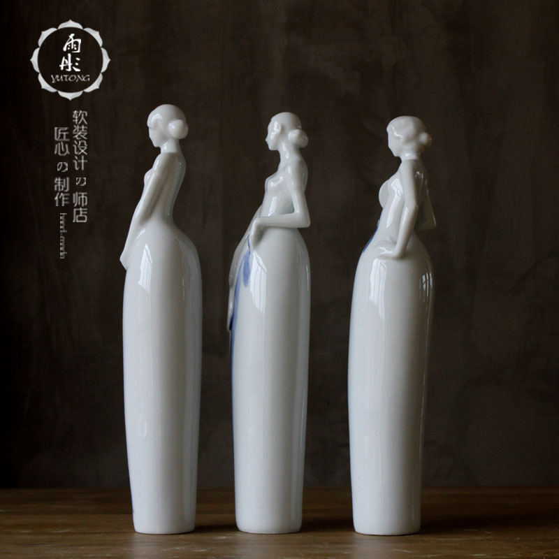 The rain tong home | jingdezhen blue and white ceramics beauty furnishing articles manual glazed home sitting room porch decoration