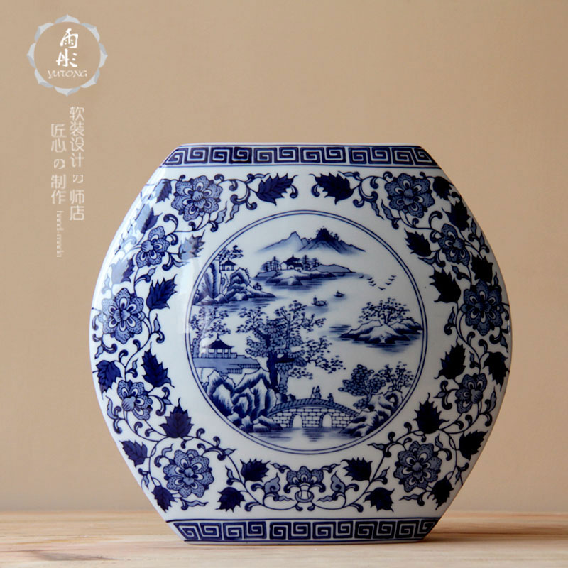 The rain tong home | classic blue and white porcelain creative flower jingdezhen blue and white porcelain home decoration ceramic furnishing articles